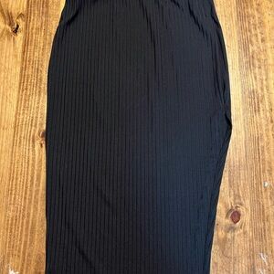 SHEIN Black Ribbed Pencil Midi Skirt